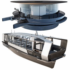 Electric River Tram and Berth 3D model