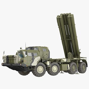 BM 30 Smerch Rocket Launcher Camouflage Rigged