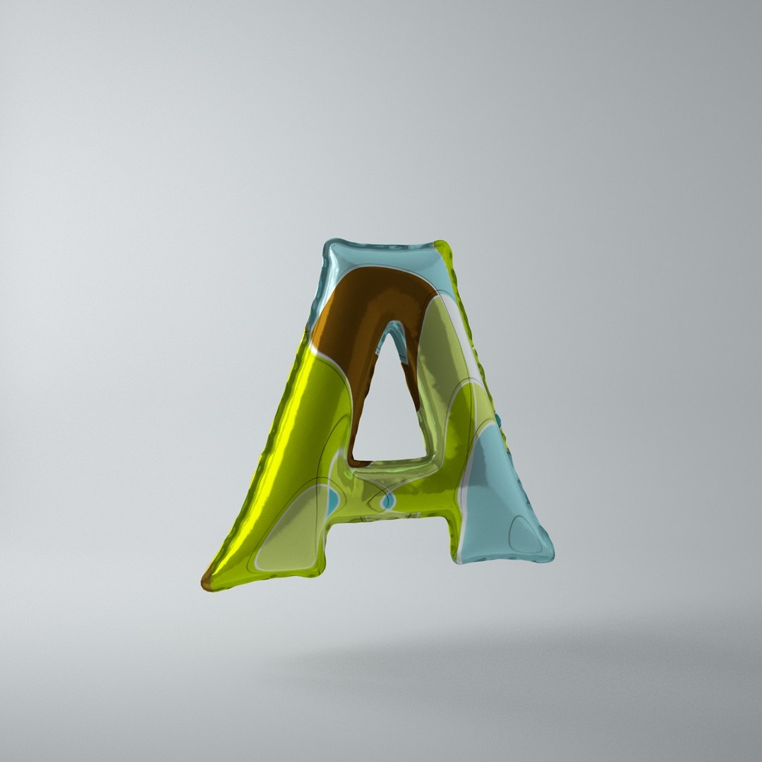 3d model numbers letters balloon