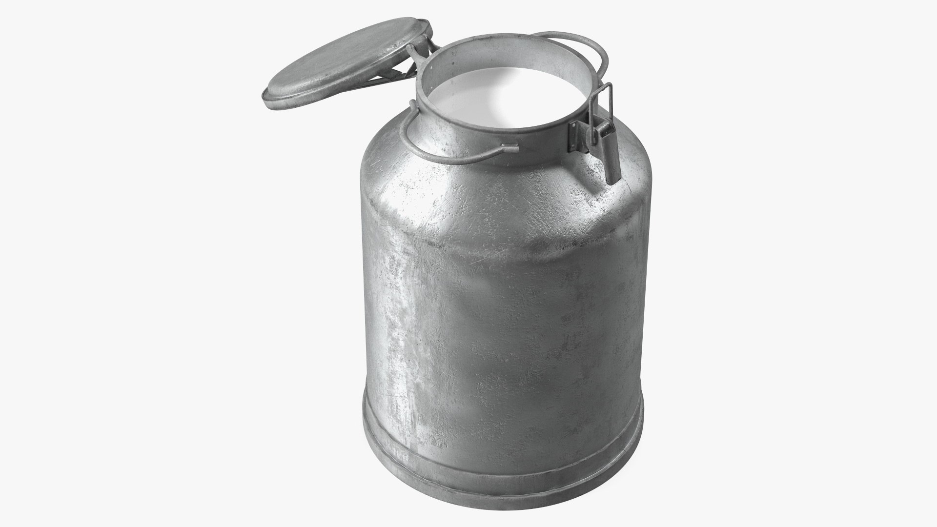 Aluminum Milk Bucket Can Full Old 3D model preview
