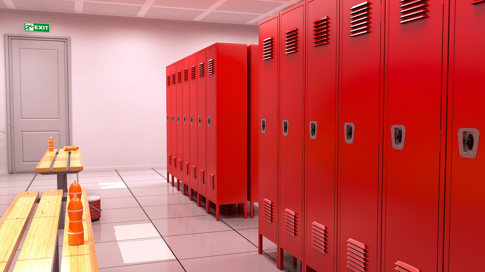 3D Model Locker Room 3 - Red - TurboSquid 1913754