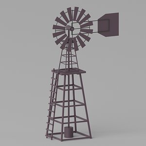 3D Cartoon Western Windmill