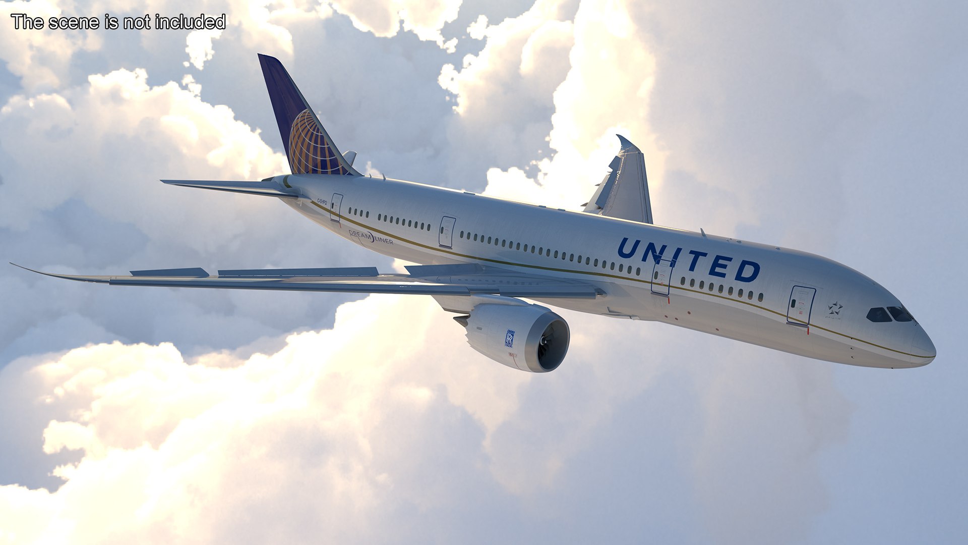 United Airlines Boeing 787-8 Dreamliner Rigged 3D model preview