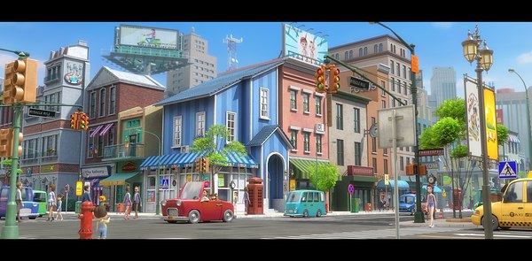 만화 도시 거리 장면 3D 모델 - TurboSquid 1506431