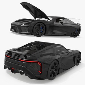 3D Aerodynamic Sport Concept Vehicle Black Rigged for Cinema 4D model