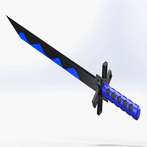 Blue Black Samurai Sword isolated on white background 3D model