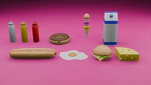Conjunto de comida 3D model