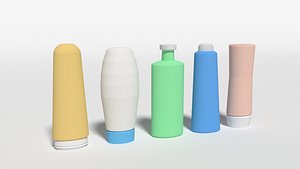 Low Poly Shampoo and Shower Gel(cosmetic) Bottles