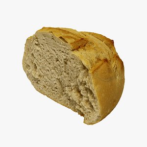 3D Half a Crusty Round Italian Bread - Extreme Definition 3D Scanned model