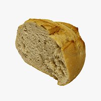 Half a Crusty Round Italian Bread - Extreme Definition 3D Scanned