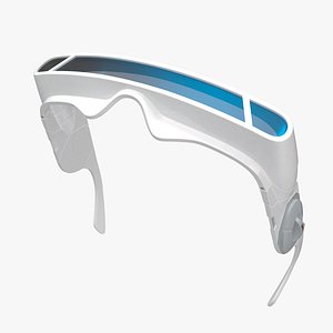 3D Futuristic Mono Lens Sunglasses White model