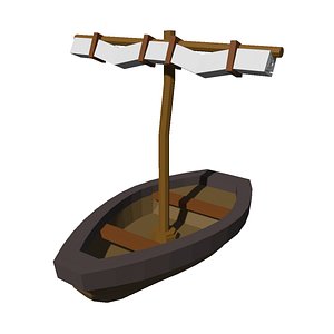 3D Medieval Fishing Boat Low Poly