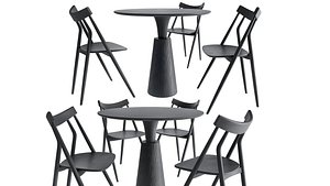 Pointe Zanat table and Arflex Lizzy chair 3D model