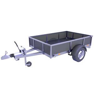 Open Cargo Trailer Low Poly 20 3D model
