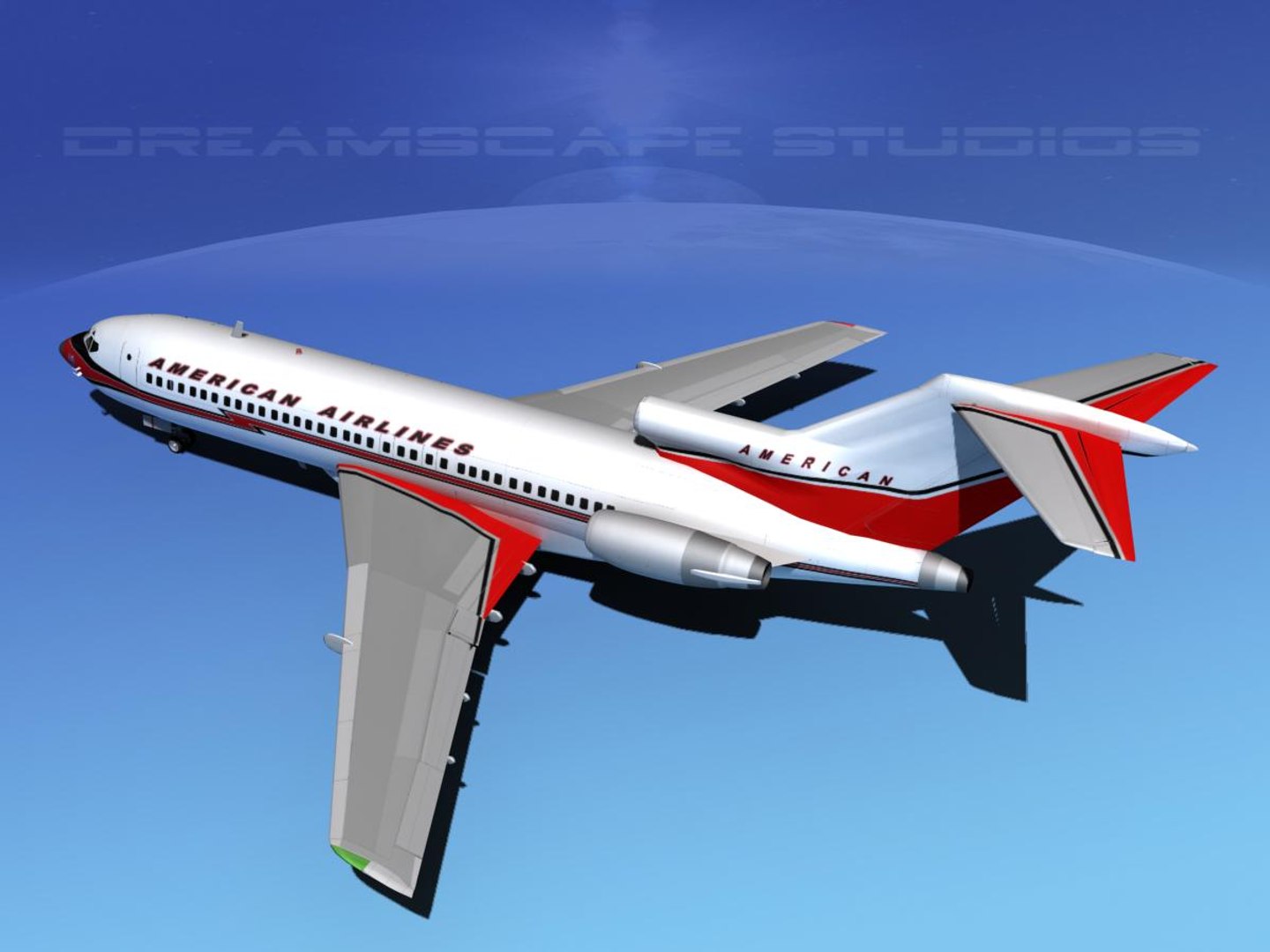 3d model airline boeing 727 727-100