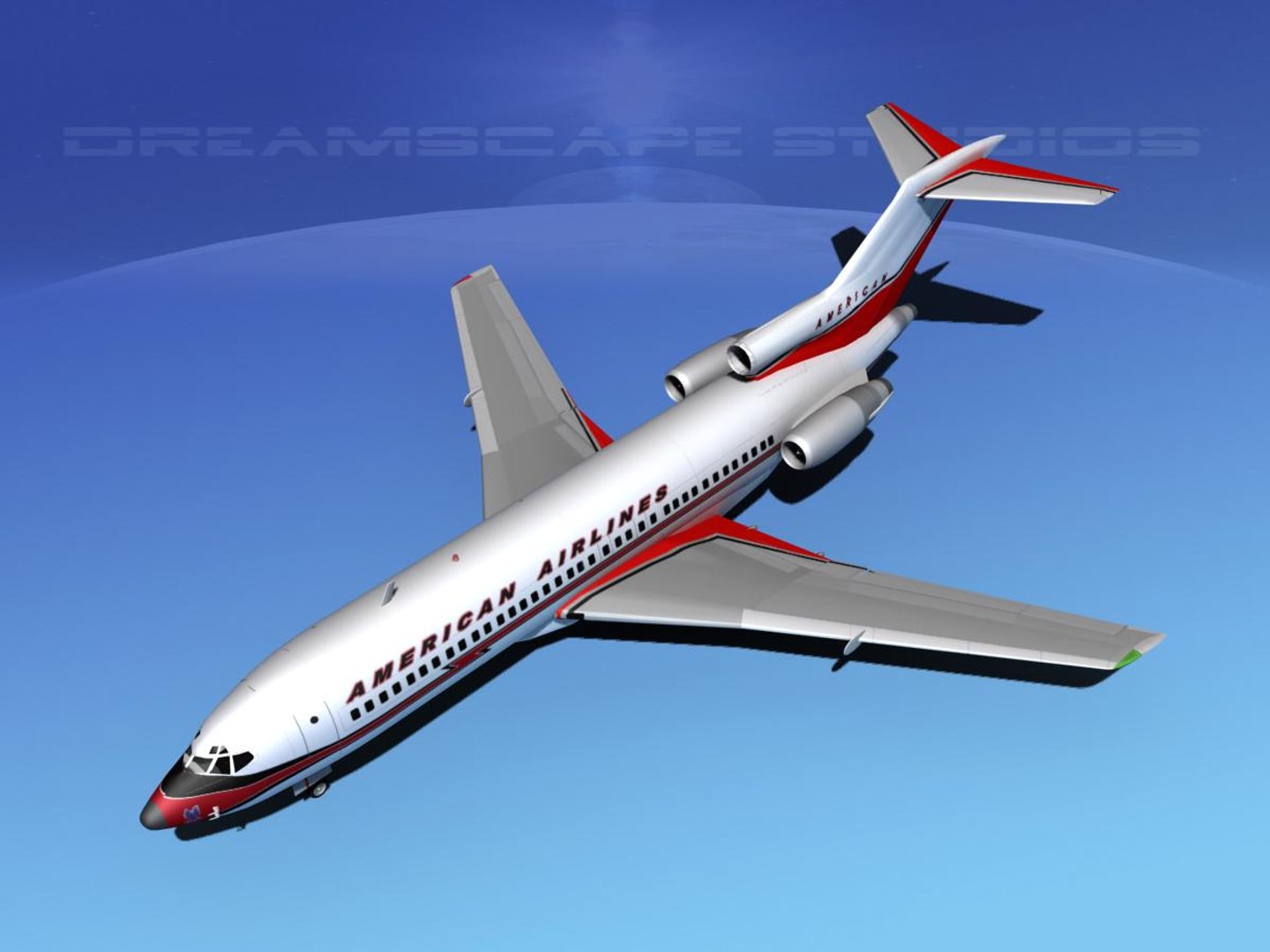 3d model airline boeing 727 727-100