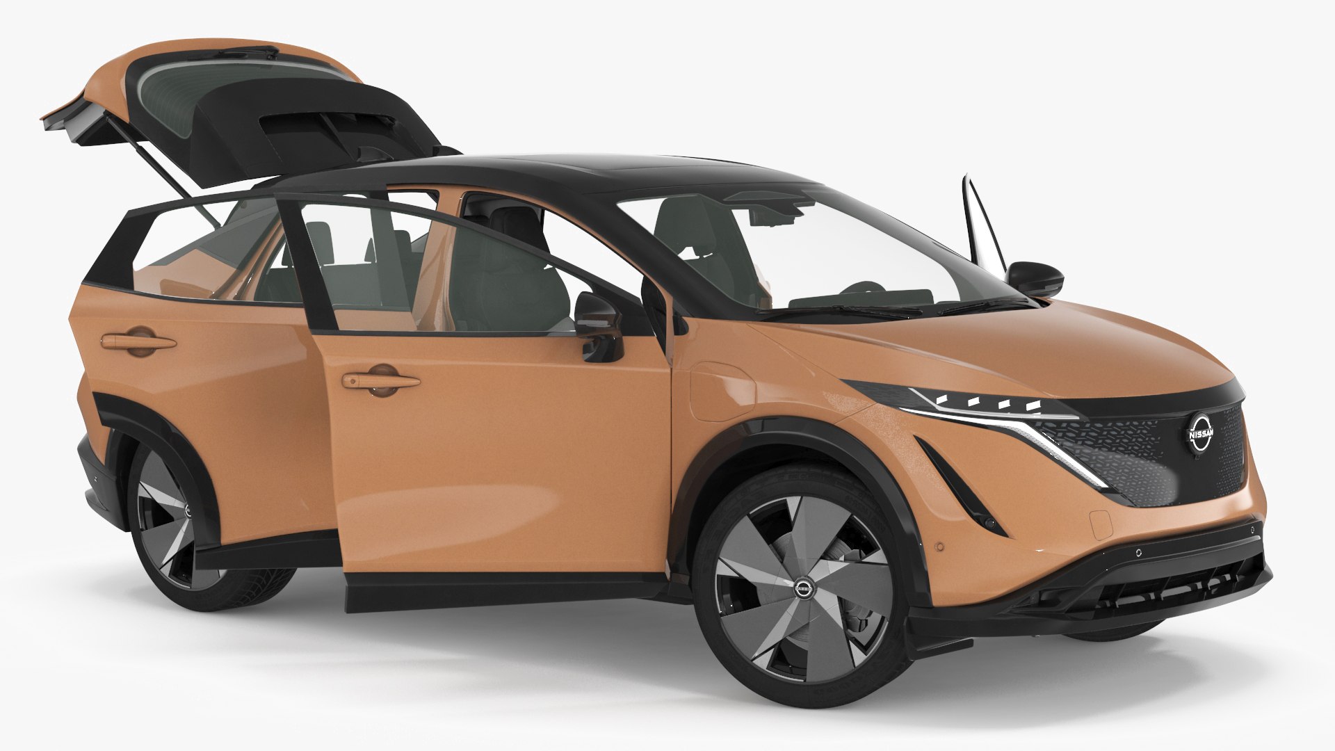 Nissan Ariya Lights On Rigged for Maya 3D model preview