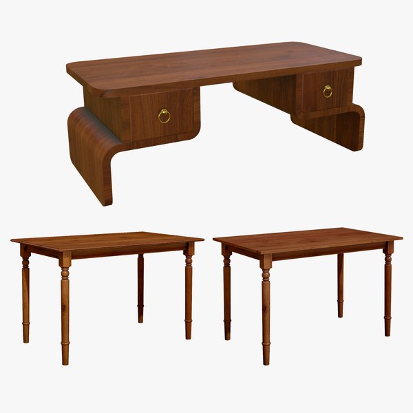 3D Wooden Dining Table With Coffee Table