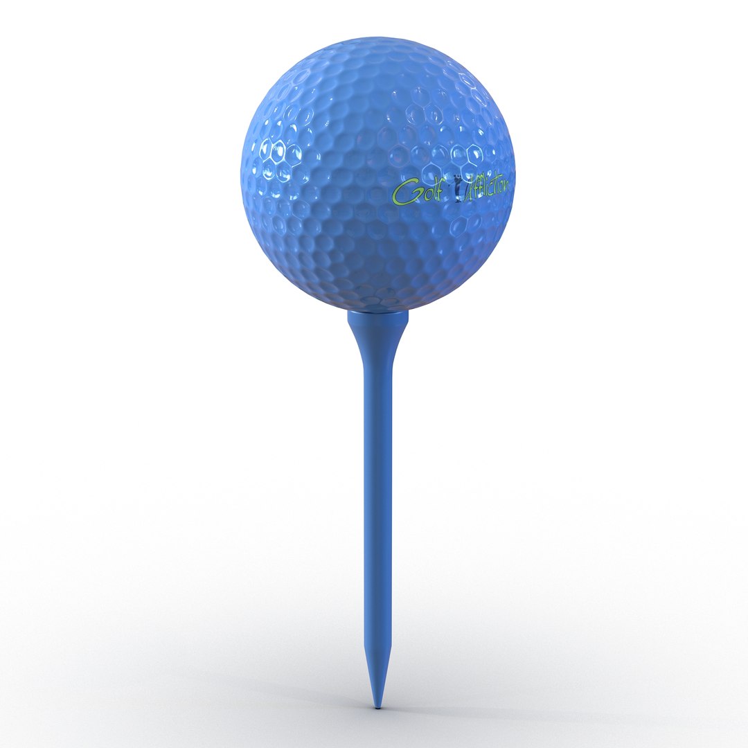 Golf Ball and Tee Blue 3D model preview