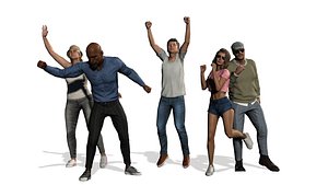 Low poly Cheering Crowd