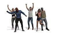 Low poly Cheering Crowd