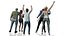 Low poly Cheering Crowd