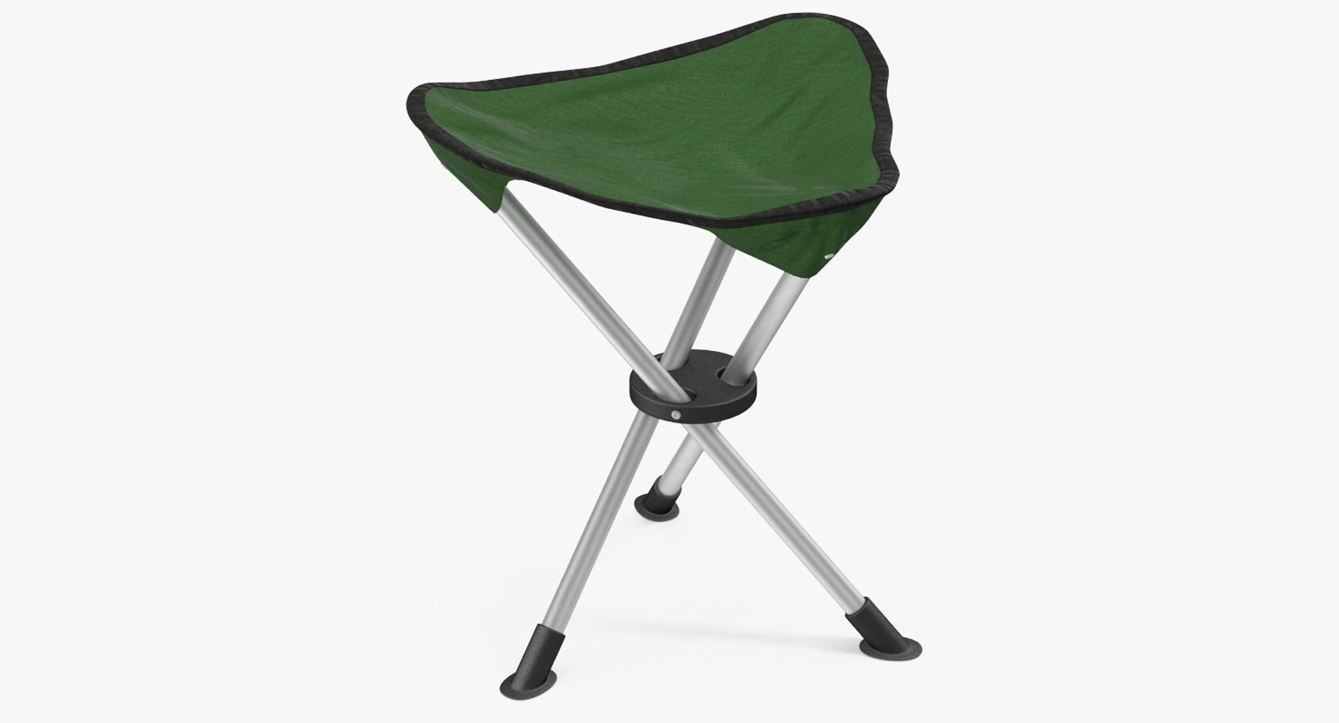 Folding Tripod Travel Stool Green 3D model preview