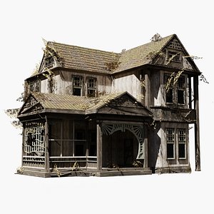 Abandoned old house - realistic low poly 3D model
