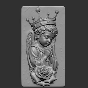 guardian angel guarding a treasure chest 3D
