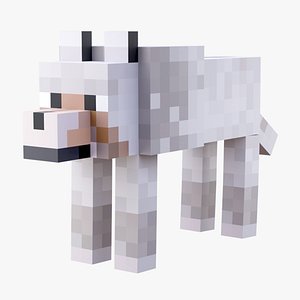 3D model Minecraft Wolf Rigged 3D Model Game Ready 4K PBR