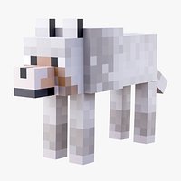 Minecraft Wolf Rigged 3D Model Game Ready 4K PBR