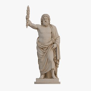 Zeus Marble Statue 3D Model High Low Poly Greek Mythology Sculpture model