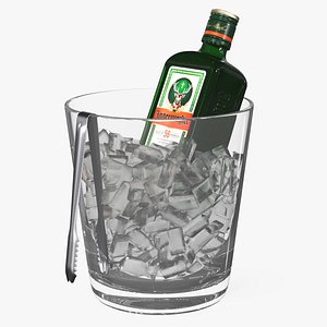 3D Jagermeister Bottle Cooling in Ice Bucket model