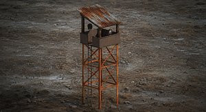 Post Apocalyptic Guard Tower Mid Poly Game Ready Assetww 3D model