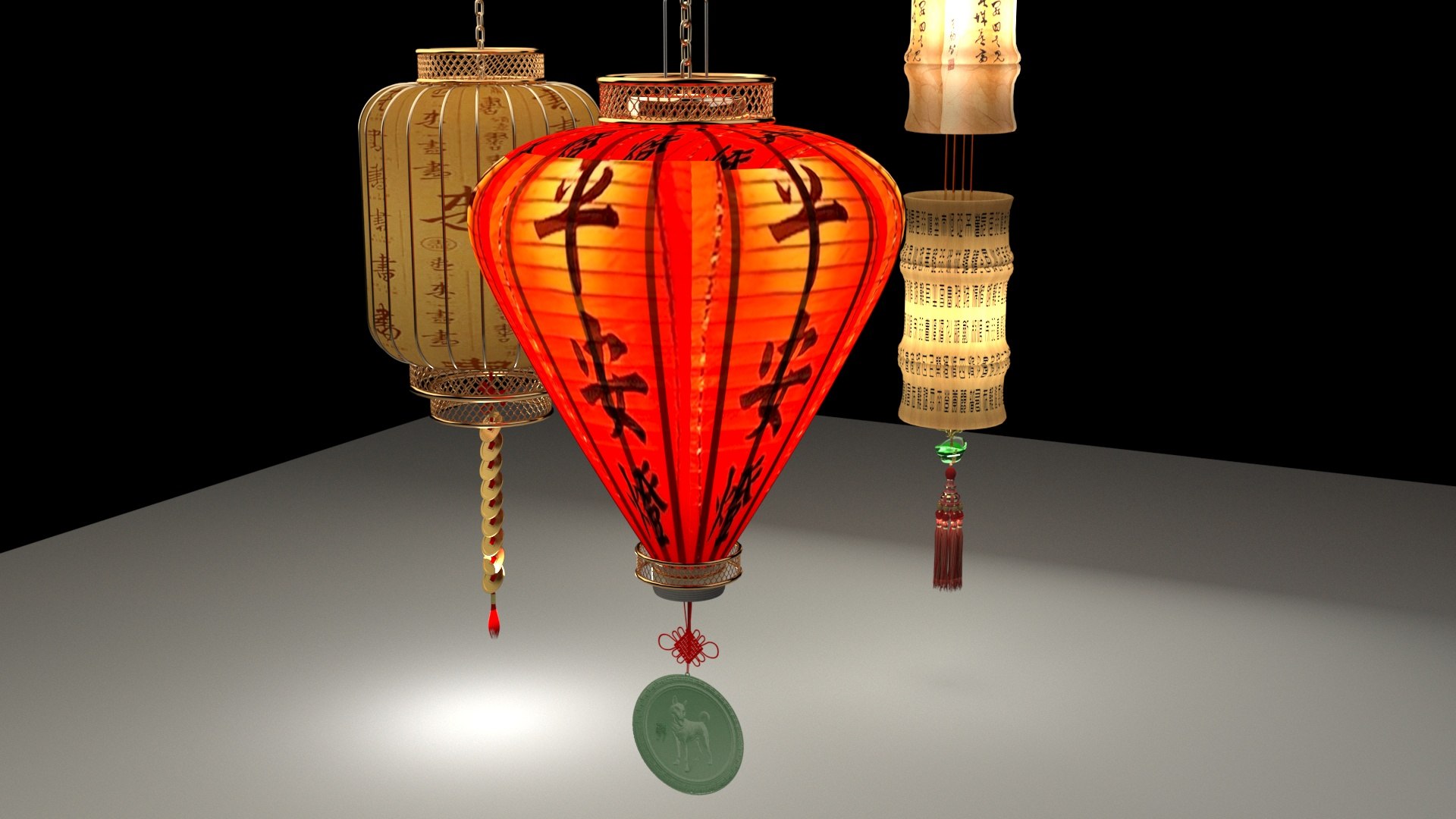 3D Chinese Red Lantern - TurboSquid 1860489