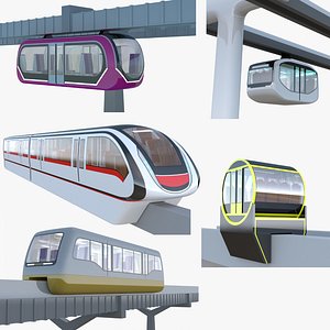 Monorail trains big collection 3D model