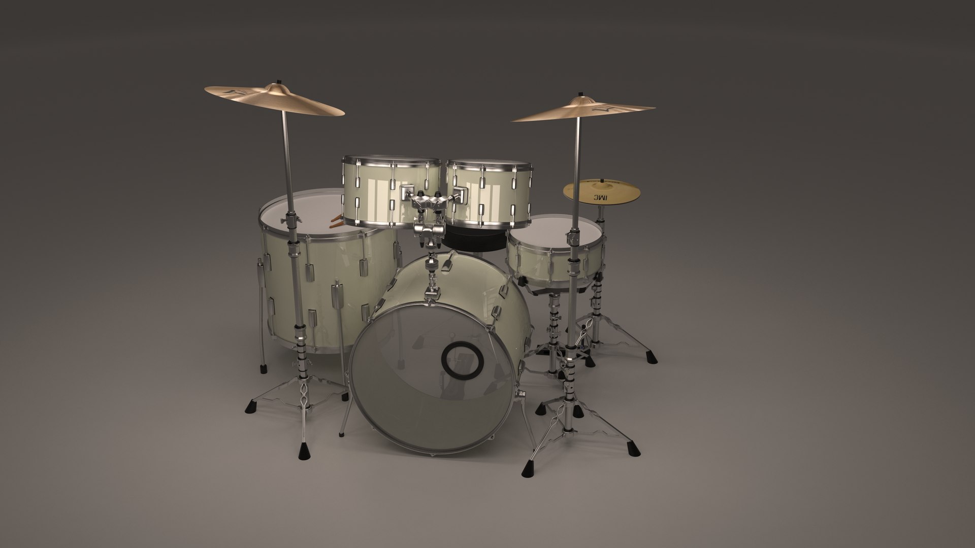 3D Drum Set White Colour model - TurboSquid 1841012