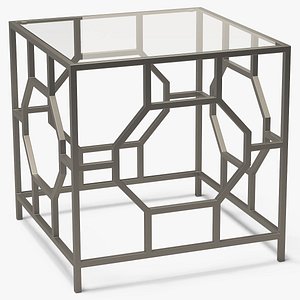 End Table Square Metal/Glass 010