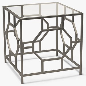 End Table Square Metal/Glass 010