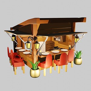 Stylized Chinese Food Stand 3D Model