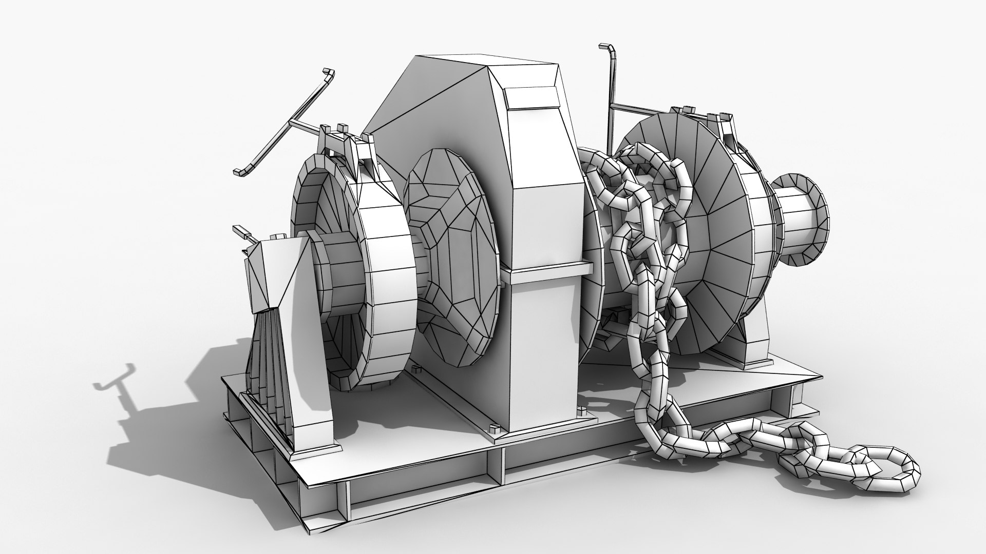 Winch Machinery Chain 3d Model