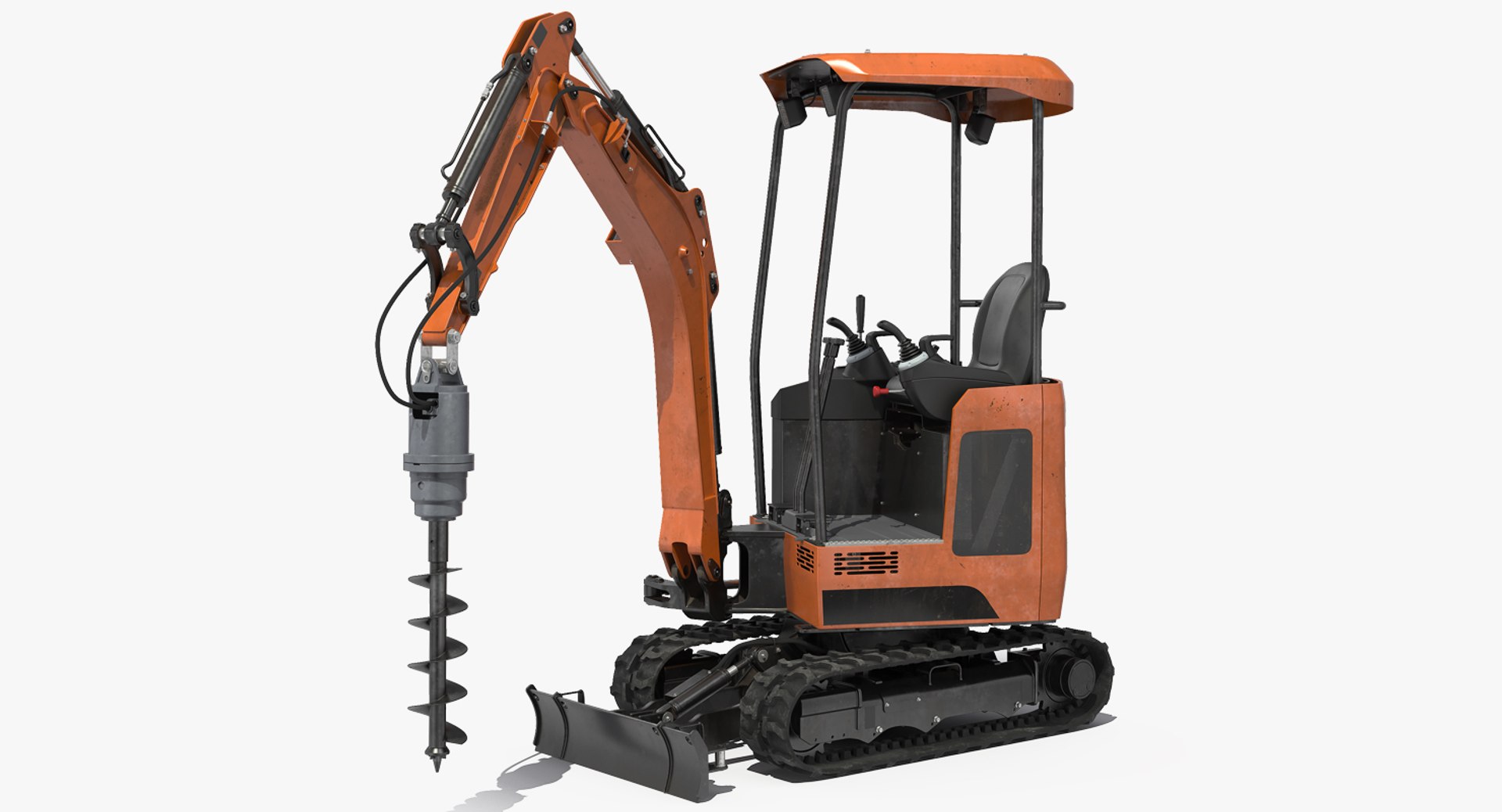 Tracked Mini Excavator with Drill Generic Rigged 3D Model 3D model preview