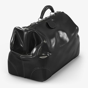 Vintage Doctors Bag Black Leather