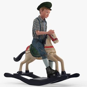 3D model vintage rocking horse child boy