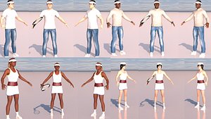 3D pack rigged tennis characters