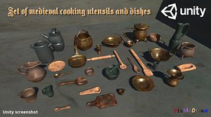 medieval cooking utensils and dishes