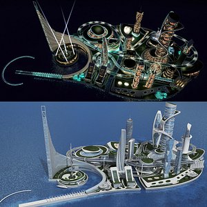Realistic Future City 1 Day and Night Collection