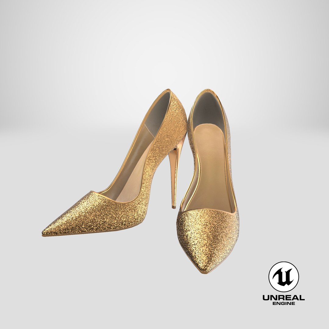 Women s gold shoes 3D model - TurboSquid 1510572