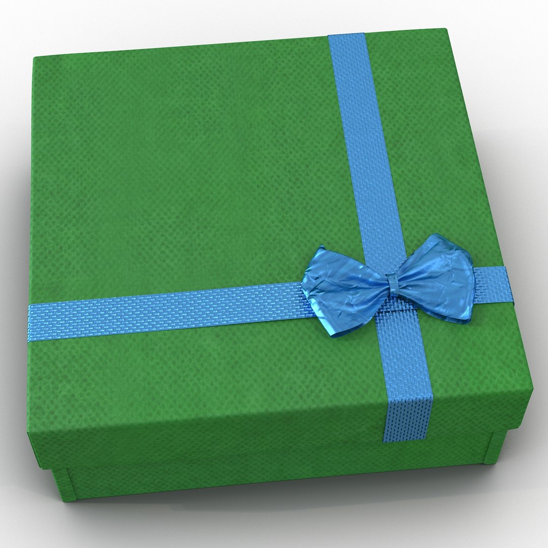 Giftbox 4 Green 3D Model 3D model preview