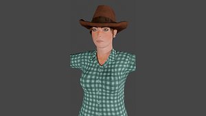Cowboy girl low poly Ready for games